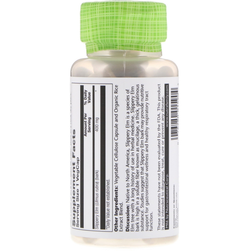 Solaray, Вяз ржавый, 400 мг, 100 легко глотаемых капсул