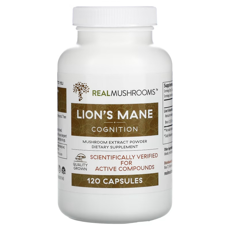 Real Mushrooms, Lion's Mane, Cognition, 120 Capsules