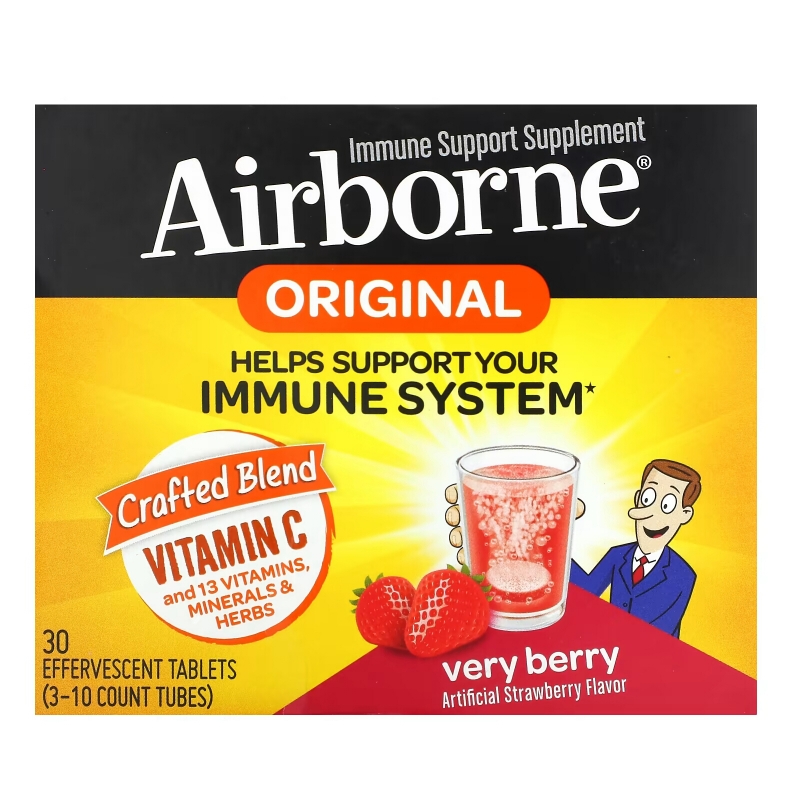 AirBorne, Immune Support Supplement, Very Berry, 3 Tubes, 10 Effervescent Tablets Each