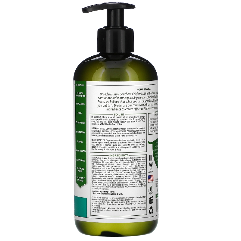 Petal Fresh Pure Revitalizing Bath & Shower Gel Rosemary & Mint 16 fl oz (475 ml)