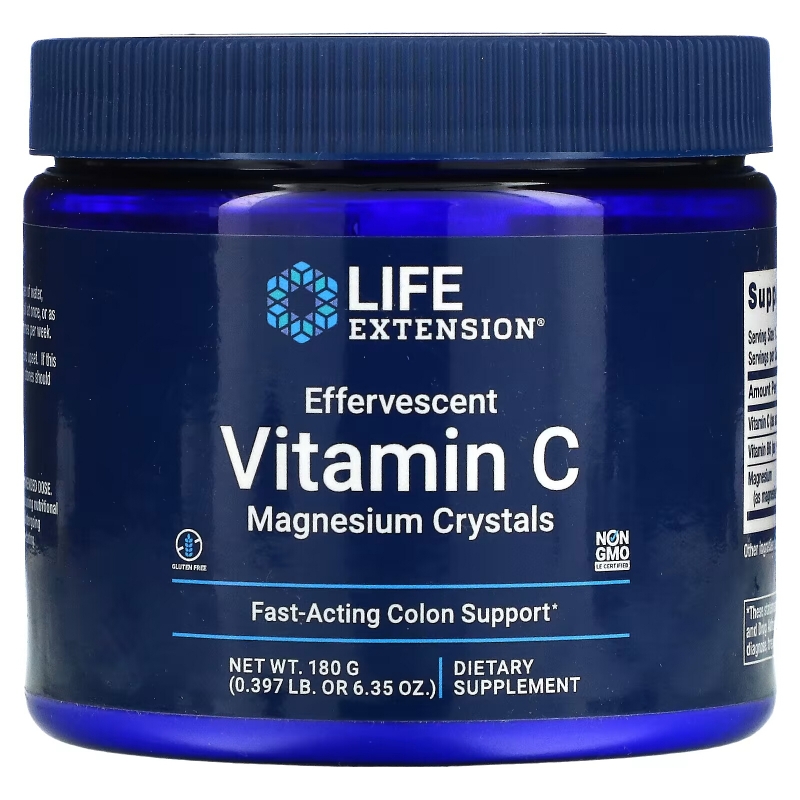 Life Extension, Effervescent Vitamin C, Magnesium Crystals, 6.35 oz (180 g)