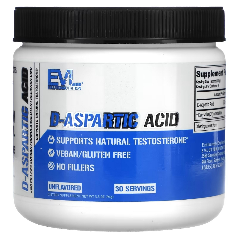 EVLution Nutrition, D-Aspartic Acid, Unflavored, 3.3 oz (94 g)