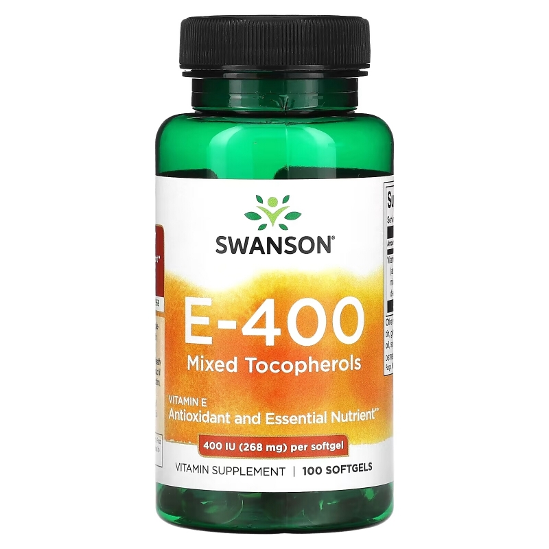 Swanson, E-400, Mixed Tocopherols, 400 IU (268 mg), 100 Softgels
